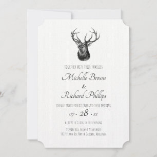 Vintage Deer Wedding Invitation