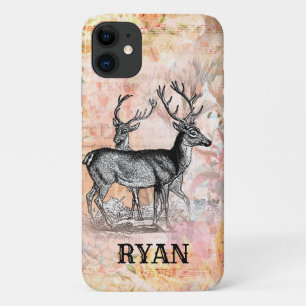 Vintage Deer Woodland Animal with Name Case-Mate iPhone Case