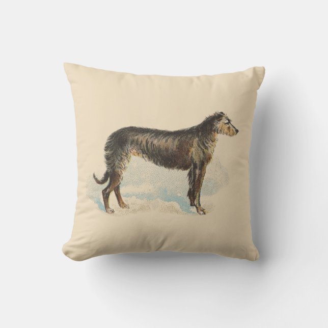 Vintage Deerhound Elegant Soft Pink  Cushion (Front)