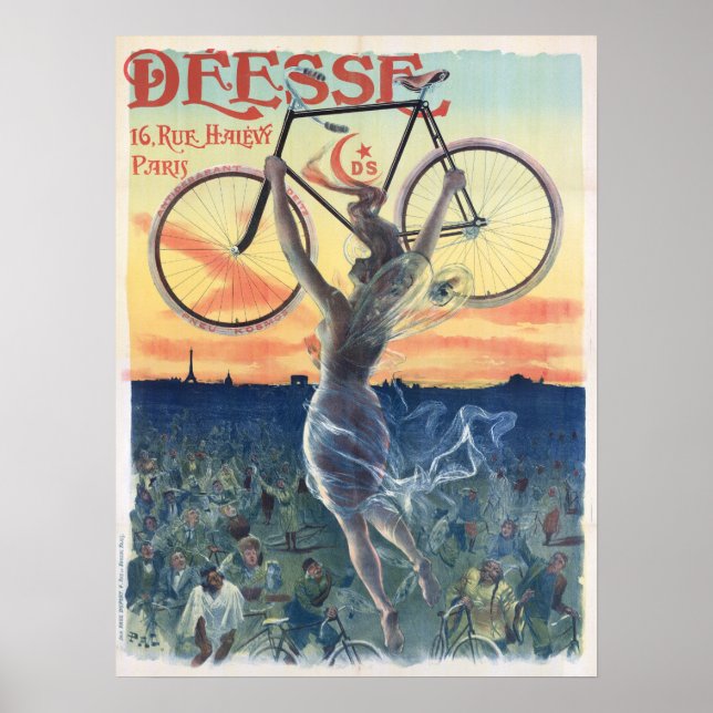 Vintage Deesse Cycles Bicycle Ad Art Poster Girl (Front)