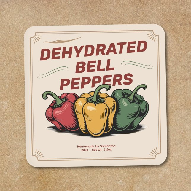 Vintage Dehydrated Bell Peppers Label Sticker (Vintage Dehydrated Bell Peppers Label Sticker)