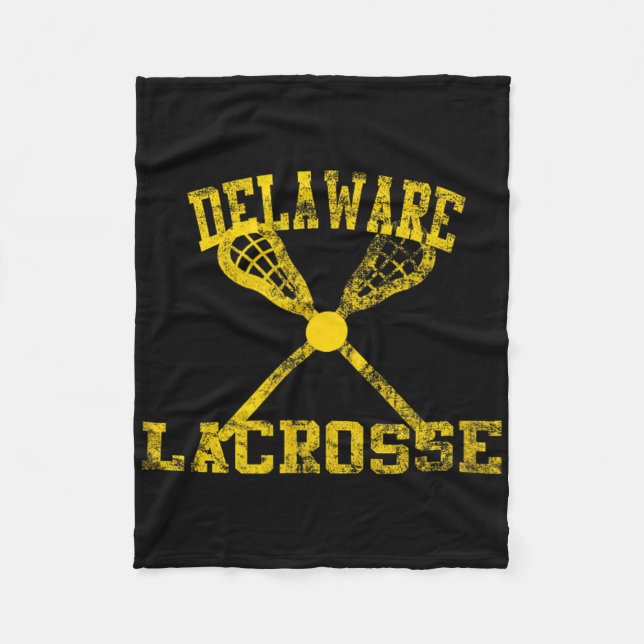 Vintage Delaware Lacrosse  Fleece Blanket (Front)