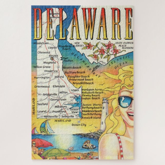 Vintage Delaware Map 20x30 Jigsaw Puzzle (Vertical)