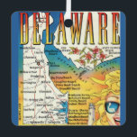 Vintage Delaware Map  Metal Tree Decoration<br><div class="desc">Colourful,  vintage map postcard of the State of Delaware repurposed on an ornament!</div>