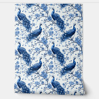 Vintage Delft Blue Dutch Floral Elegant Peacock