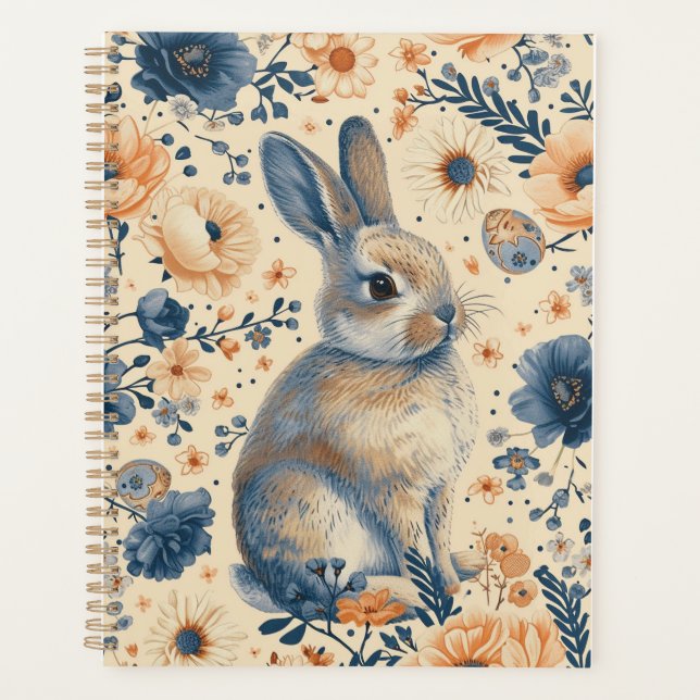Vintage Delft Blue Rabbit Easter Planner (Front)