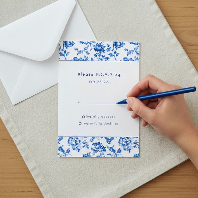 Vintage delftware Blue Floral arch response rsvp (Vintage delftware Blue Floral arch response rsvp.)