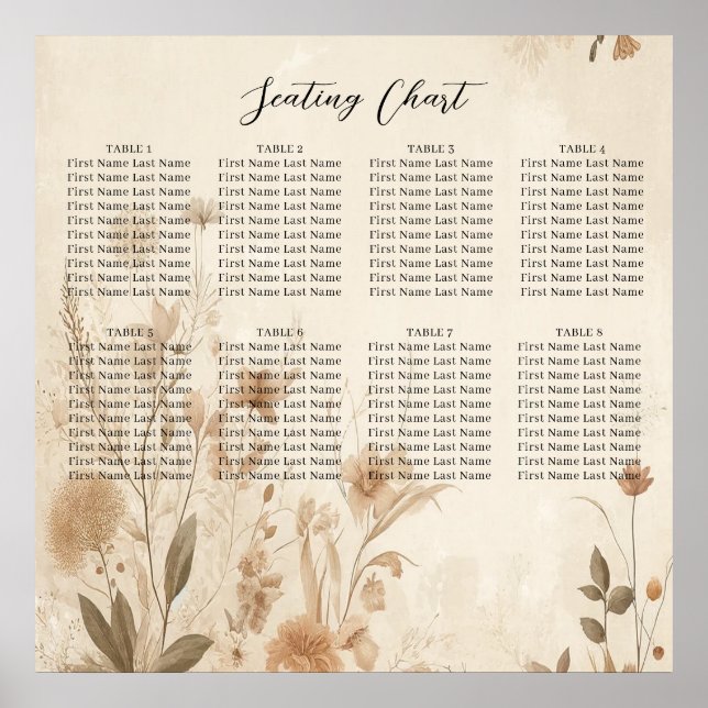Vintage Delicate Floral Botanical Boho Wedding  Poster (Front)