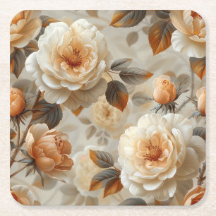 Vintage delicate floral pattern. square paper coaster