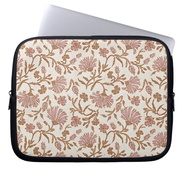 Vintage delicate mauve flowers & intricate foliage laptop sleeve (Front)