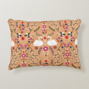 Vintage delicate small flower with white swan and decorative cushion