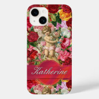 Vintage Delicate Victorian Roses and Cherub