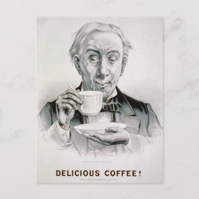 Vintage Delicious Coffee Postcard (Front)