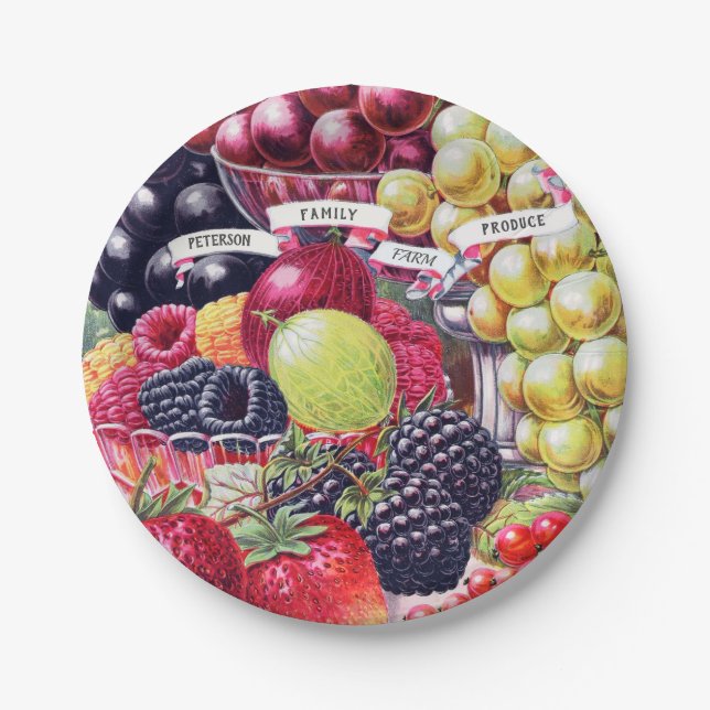 Vintage Delicious Fruit Paper Plate (Front)