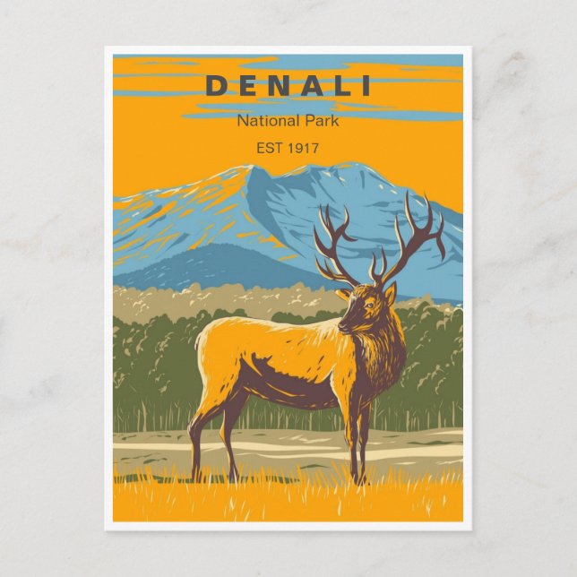 Vintage Denali National Park Alaska Mount Hunter Postcard (Front)