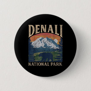 Vintage Denali National Park Retro Mount For Men W 6 Cm Round Badge