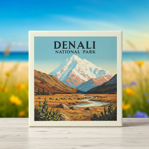  Vintage Denali National Park Tile
