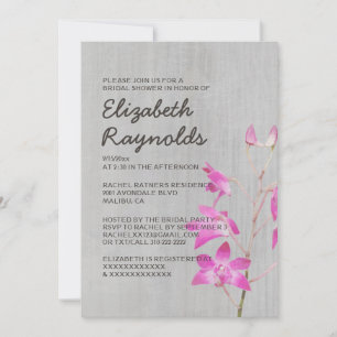 Vintage Dendrobium Orchid Bridal Shower Invitation