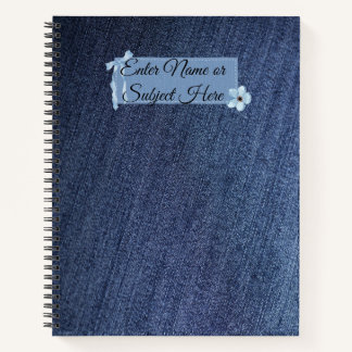 Vintage Denim Black Cat Customisable Name Notebook
