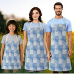 Vintage Denim Blue Creamy White Patchwork Apron<br><div class="desc">Do you know someone who’s a little bit country? This fun patchwork apron might be right up there alley. Comes in 3 sizes.</div>