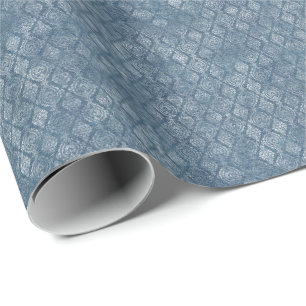 Vintage Denim Inspired Pattern Wrapping Paper Roll