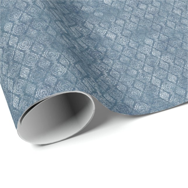 Vintage Denim Inspired Pattern Wrapping Paper Roll (Roll Corner)