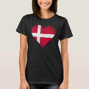 Vintage Denmark Flag Heart For Danish T-Shirt
