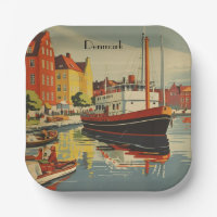 Vintage Denmark Travel Poster Scandinavian Party