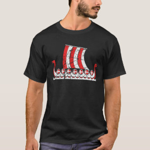 Vintage Denmark Viking Ship Danish Flag Dragon B T-Shirt