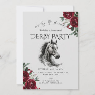 Vintage Derby and Drinks Party Invitation Horse Sk