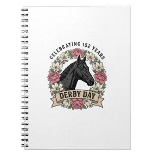Vintage Derby Day Horse Floral Shirt Design Notebook