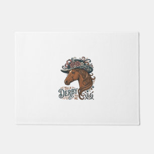 Vintage Derby Horse Floral Hat Shirt Design_1 Doormat