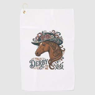 Vintage Derby Horse Floral Hat Shirt Design_1 Golf Towel