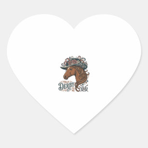 Vintage Derby Horse Floral Hat Shirt Design_1 Heart Sticker