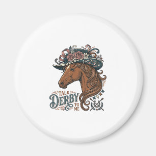 Vintage Derby Horse Floral Hat Shirt Design_1 Magnet