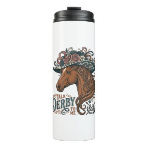 Vintage Derby Horse Floral Hat Shirt Design_1 Thermal Tumbler