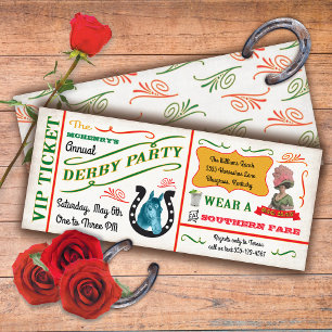 Vintage Derby Horse Racing Party Ticket Invitation