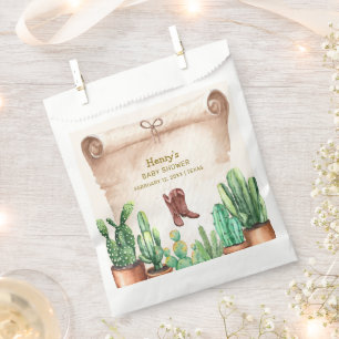 Vintage Desert Cactus Cowboy Boots Baby Shower Favour Bags