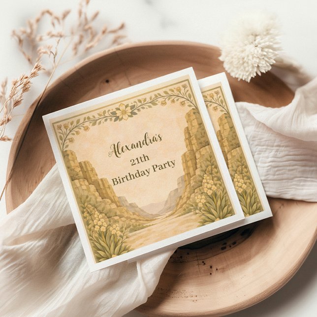 Vintage Desert Florals Birthday Napkin (Creator Uploaded)