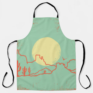 Vintage Desert landscape with Cactuses and Canyon. Apron