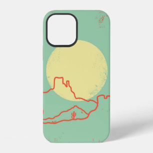 Vintage Desert landscape with Cactuses and Canyon. iPhone 12 Case