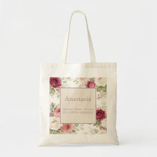 Vintage Desert Rose Personalised Floral Tote Bag