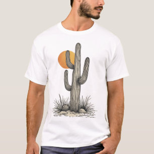 Vintage Desert Saguaro Cactus Retro Sunset Graphic T-Shirt