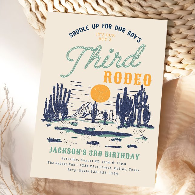Vintage Desert Western Wild West 3rd Birthday Invitation (Creator Uploaded)