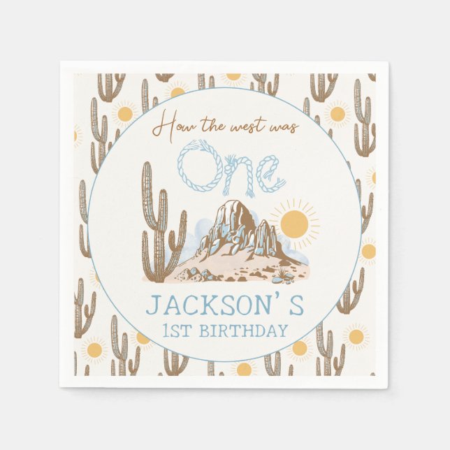 Vintage Desert Wild West Western Birthday   Napkin (Front)