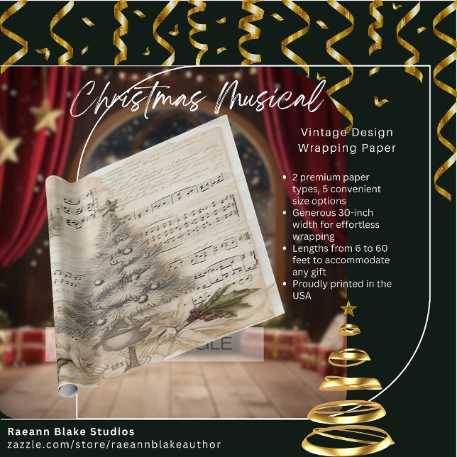 Vintage Design Christmas Musical Wrapping Paper (Creator Uploaded)
