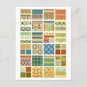 Vintage Design for Geometric Fabric/Textile Postcard