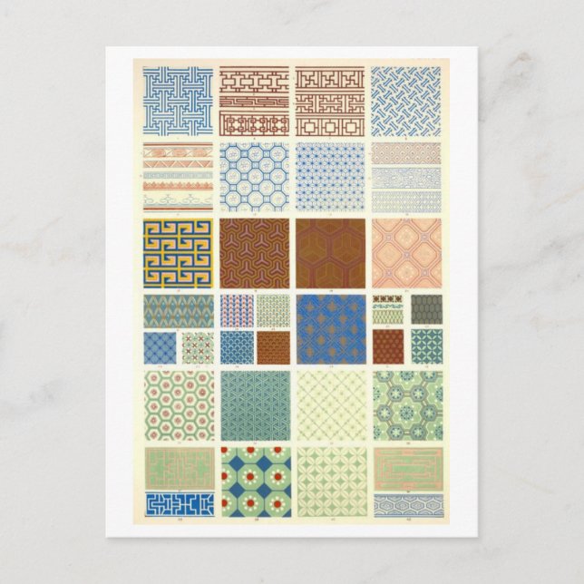 Vintage Design for Geometric Fabric/Textile Postcard (Front)