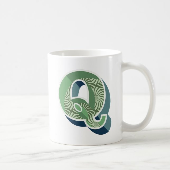 Vintage Design Monogram Q Initial Coffee Mug (Right)