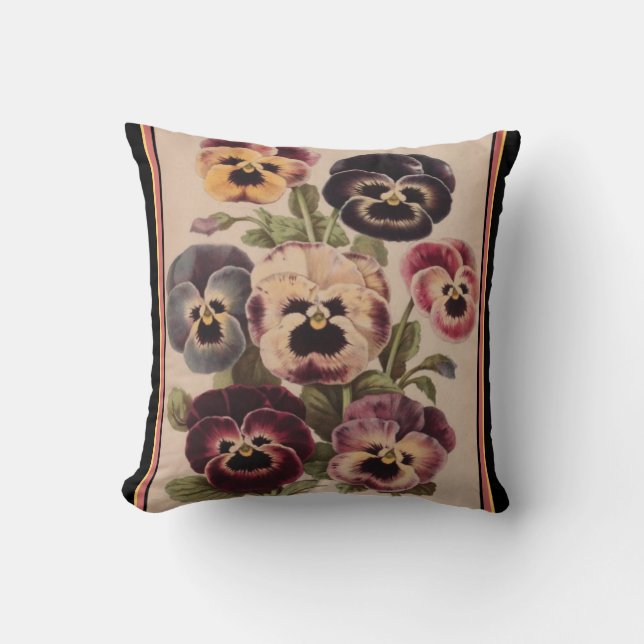 Vintage Design Pansy Pillow (Front)